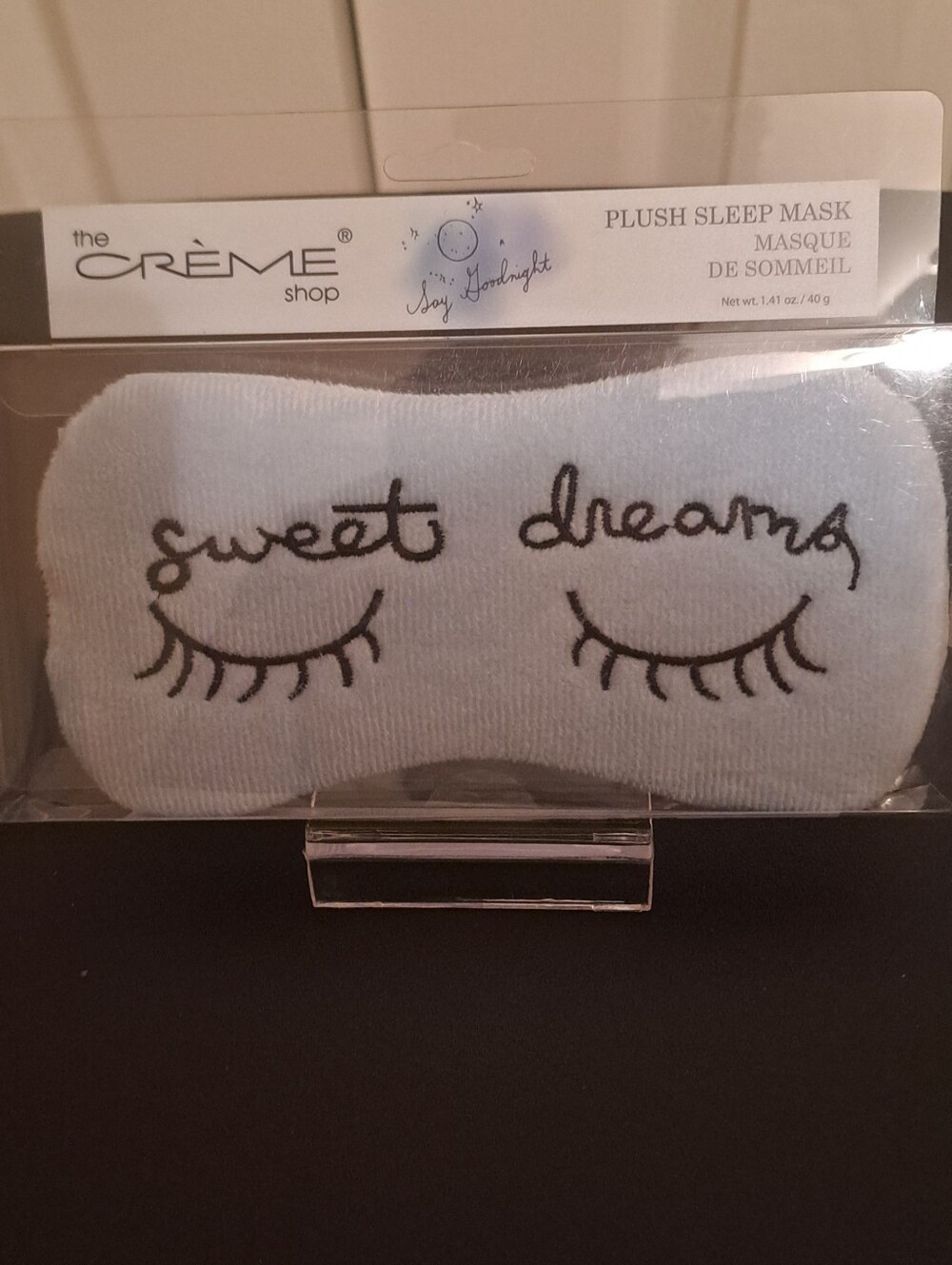 CRÈME Shop Light Blue Plush Sleep Mask - "Sweet Dreams"